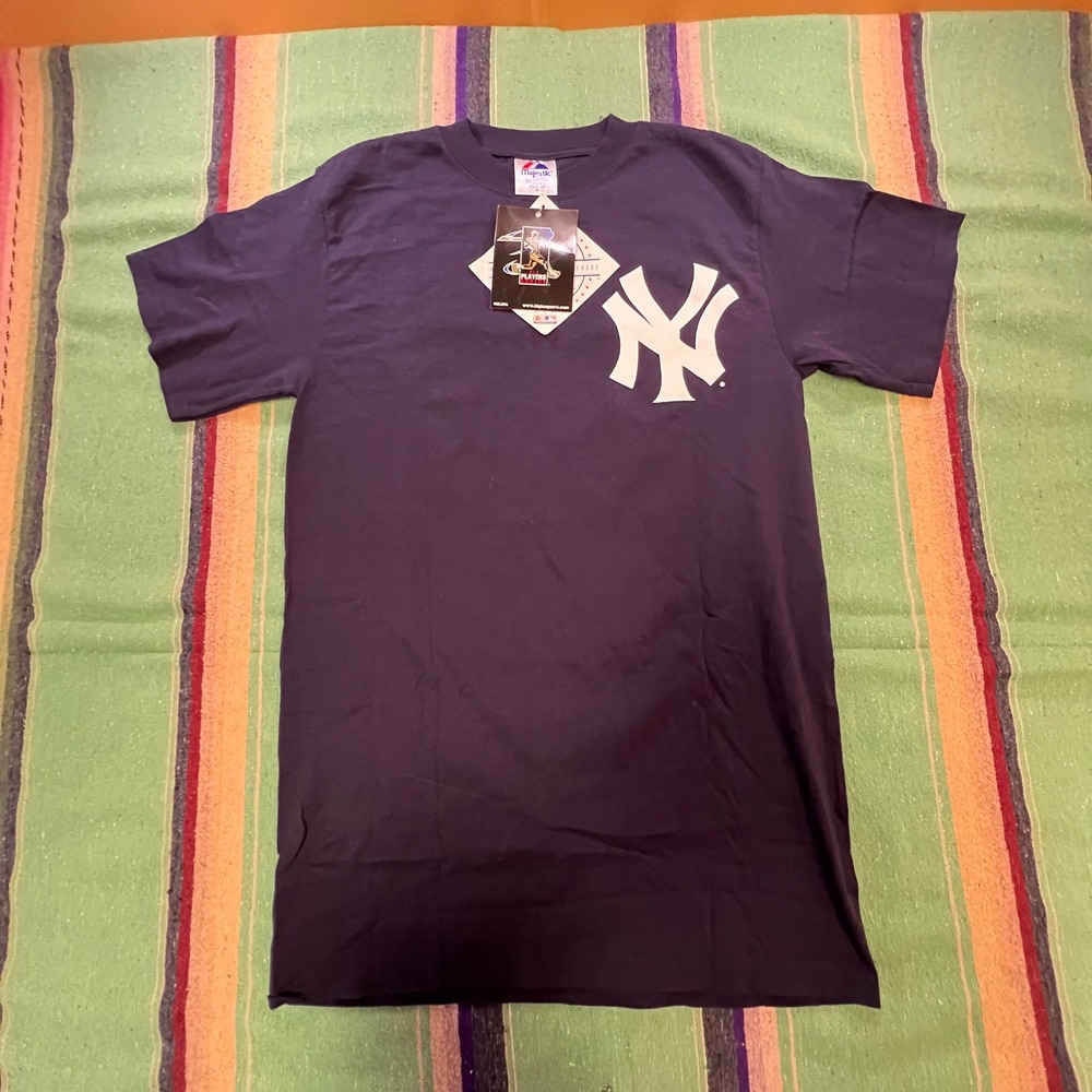 Majestic New York Yankees T Shirt Mens M Navy Robinson Cano 24 MLB Graphic Tee